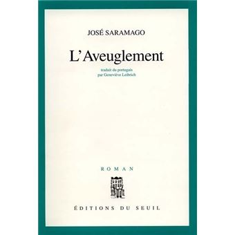 Couverture du roman l'aveuglement de José Saramago.