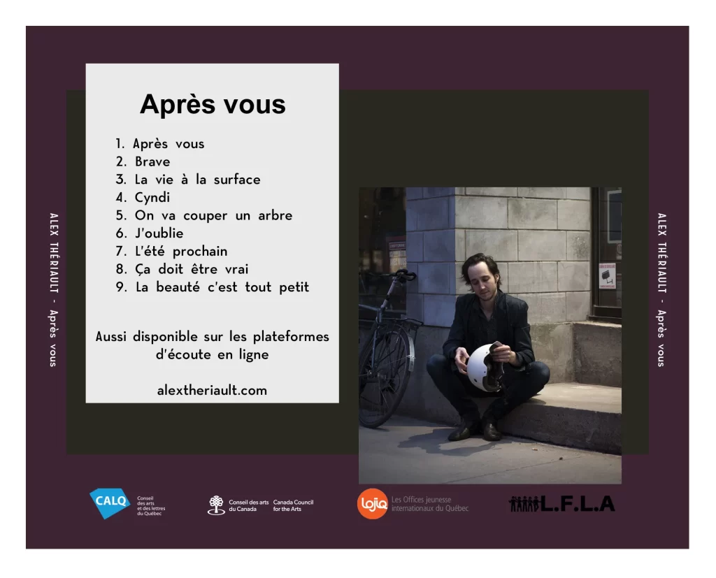 Endos pochette de l'album Ap`res vous - Alex Thériault